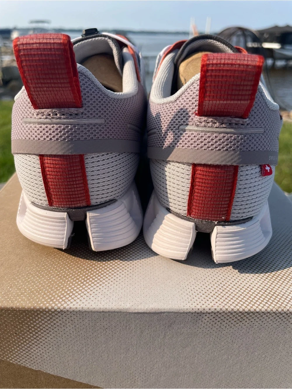On Cloud Nexus Women’s Athletic Shoes in Light Gray with Rust Accents - NIB